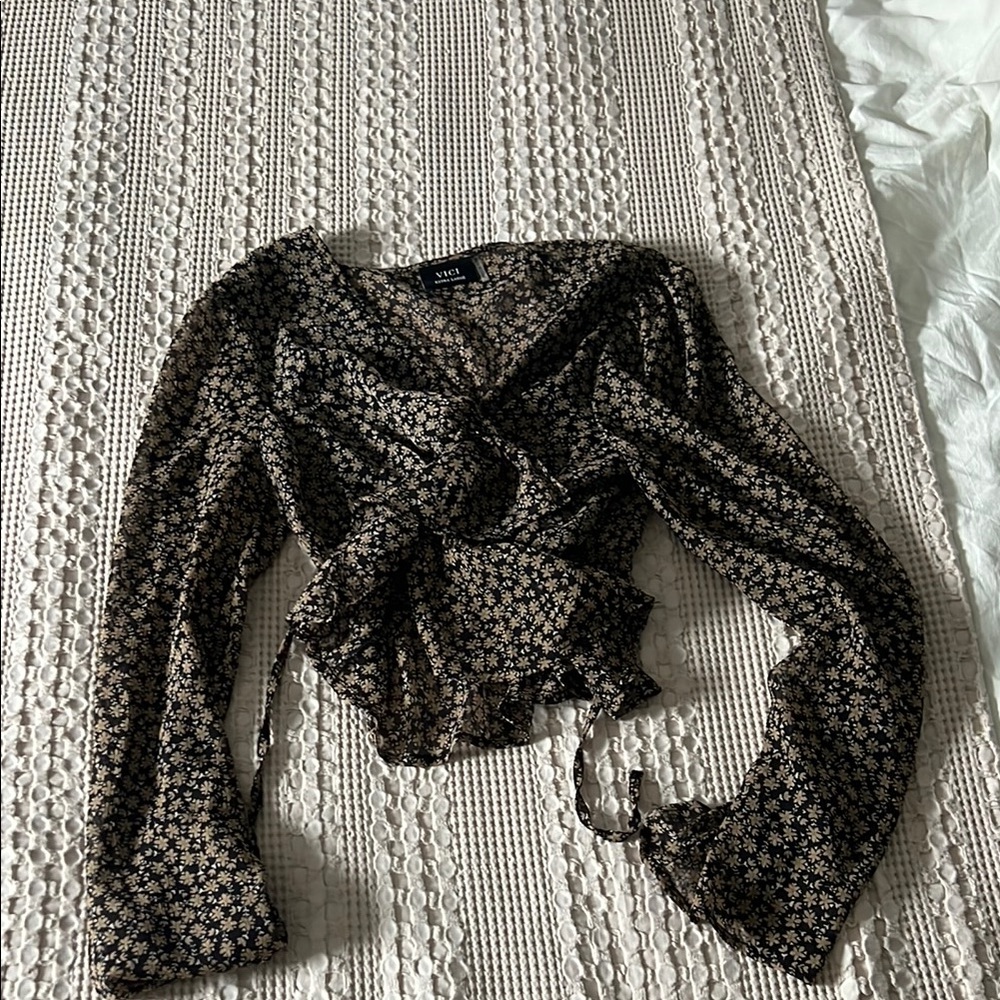 Black Floral Women's Top